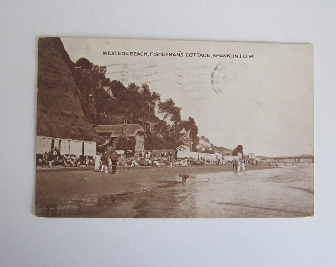 1920s Postcard, Western Beach, Fishermans Cottage, Shanklin, Isle Of Wight, UK. Used, The Dainty Series.
