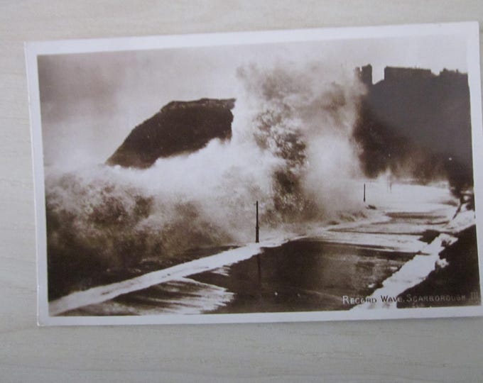 Postcard, Record Wave, Scarborough, UK. Genuine, Original, Unused REAL Photo (RPPC) Postcard.