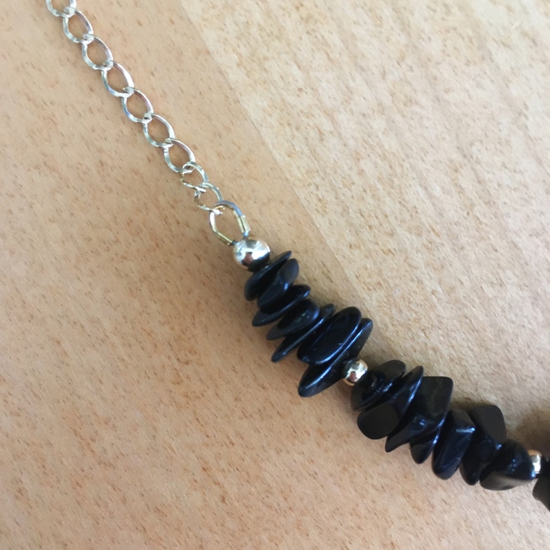Onyx Chip Necklace with Gold Fill Curb Chain Black and Gold Necklace Black Onyx Necklace On Gold Chain OOAK Lara Wear to Work