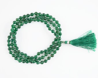 Green Onyx Gemstone Mala Spiritual Necklace, Hand Knotted 108 Mala Beads, 108 Mala Beads, Mala Tassel Necklace, Japa Mala, Meditation Mala