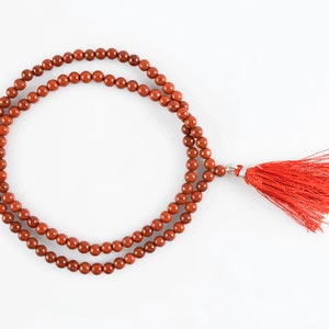 Real Red Jasper Gemstone Mala Spiritual Necklace 6mm, Hand Knotted 108 Mala Beads, 108 Mala Bead, Mala Tassel Necklace, Jaapmala, Meditation