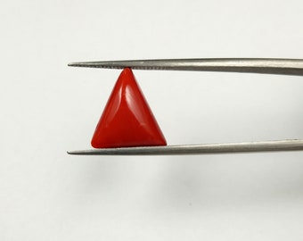 Italian Red Coral Gemstone, Trillion Cabochon Cut, Jewelry Making