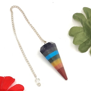 7 Chakra Crystal Pendulums, Seven Chakra Gemstone Pendulums