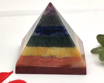 Seven Chakra Stone Pyramid, Natural Crystal Healing Stone