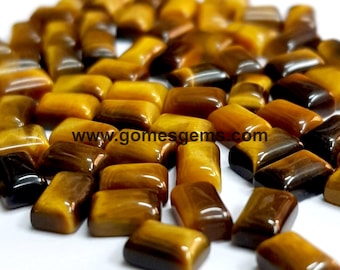AAA+ Quality Natural Tiger Eye Octagon Shape Flat Back Cabochon Calibrated Loose Gemstones, 3x5 mm to 10x14 mm TIGER EYE Jewelry Making Lot