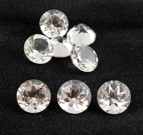 NATURAL WHITE TOPAZ 8 MM ROUND CUT FACETED AAA QUALITY LOOSE GEMSTONE LOT
