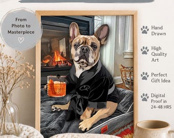 Bar Cart Decor Art Prints Cocktail Poster Dog Old Fashioned Wall Art Poster Dog Owner Gifts RENAISSANCE Funny Pet Portrait