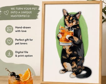 Cat Portrait Open Bar Sign Personalized Engagement Gift Pet Wedding Decor Gift For Him Custom Wedding Bar Dog Painting Bar Cart Decor
