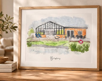 Custom House Portrait, Watercolor Home Painting from Photo, Housewarming Gift, Realtor Closing Gift, Personalised First Home Illustration
