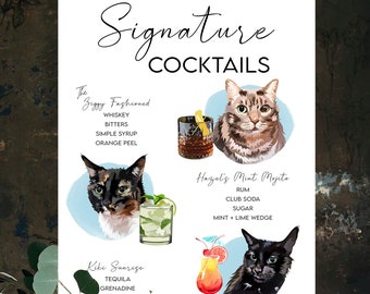 Menu Cocktail Bevande per lui e per lei / Cartello Cocktail per cani / Cartello per bevande per cani / Regali per animali domestici / Cartello per bevande per animali domestici / Cartello per bevande per animali domestici / Menu bevande