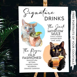 Signature Drinks sign Bar menu wedding Cocktail - Dog bar sign Wedding Decor Espresso martini