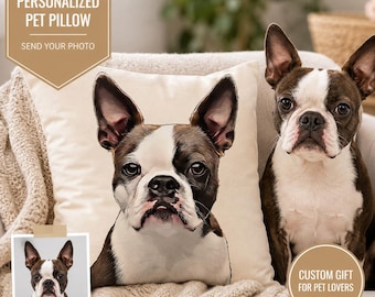 Custom Pet Portrait Pillow, Personalized Dog Pillow, Cat Portrait Cushion, Pet Memorial Gift, Custom Pet Photo Pillow, Pet Lover Gift