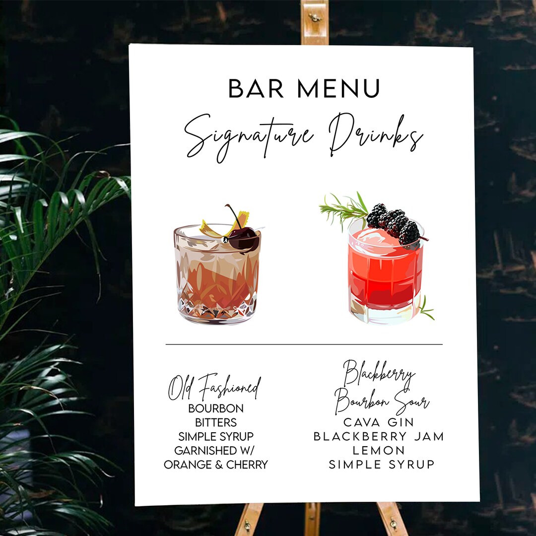 Vintage Bar Menu Template Printable & Customizable Bar Menu Etsy