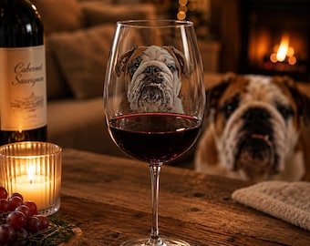 Custom Wine Glass Personalized Glassware, Pet Portrait Glass, Unique Wedding Gift, Anniversary Gift, Custom Drinkware