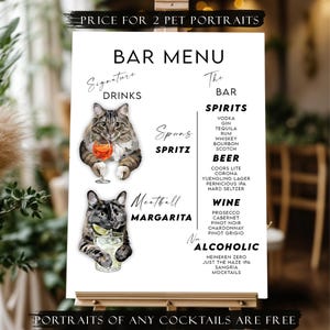 Znak Signature Drinks Bar | Niestandardowe menu dla psów | Znak 3 Drinks | Dekoracja baru na wieczór panieński, plażę, plener, vintage i specjalne wydarzenia