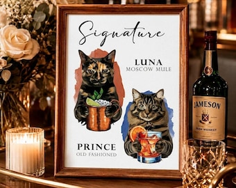 Custom Dog Bar Sign, Wedding Signature Drink Menu, Pet Portrait Cocktail Sign, Printable Wedding Bar Menu