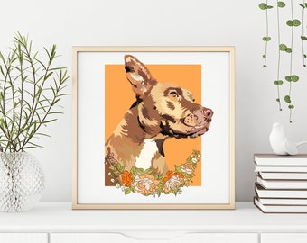 Cartoon Pet Portrait From Photo Gifts for Her | Minimal Pet | Minimal Pet Portrait | Custom Minimal Pet | Custom Dog Painting Gifts for Boys