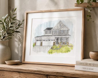 Custom House Portrait | First Home Gift | Housewarming Gift | Watercolor Home Painting | Moving Gift | Custom Building Drawing
