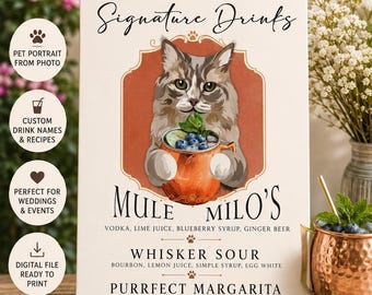 Reception Bar Menu Wedding Bar Sign Welcome To Wedding Bar Menu Signature Drink Sign Dog Lover Canvas Wedding Sign Board Dog Cocktail Sign
