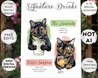 Signature Drink Cat/Dog Cocktail Sign Pet Personalized Wedding Decor Sign Cat Bar Drink Menu Wedding Signage Cocktail Menu Sign