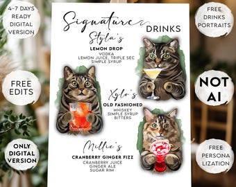Custom dog bar menu template instant download signature cocktail his and hers drinks signature sign personalized printed wedding sign Dog