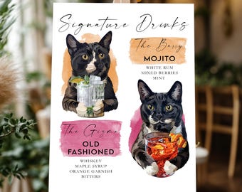 Custom Dog Cocktail Bar Menu | Wedding Signature Drink Sign | Personalized Wedding Decor | Dog Bar Sign | Signature Cocktail Menu