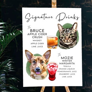 Minimalist Wedding Bar Menu Signature Cocktail His and Hers Drinks Mother of the Bride New Dad Gift