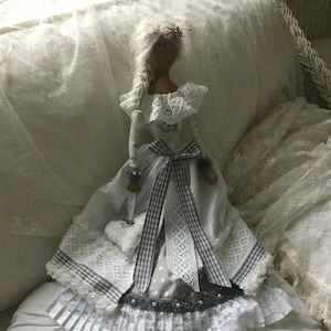 Tilda doll girl Milla no angel artist doll Christmas Tilda unique edge sitter CoeursDeCaschel collector&#39;s doll