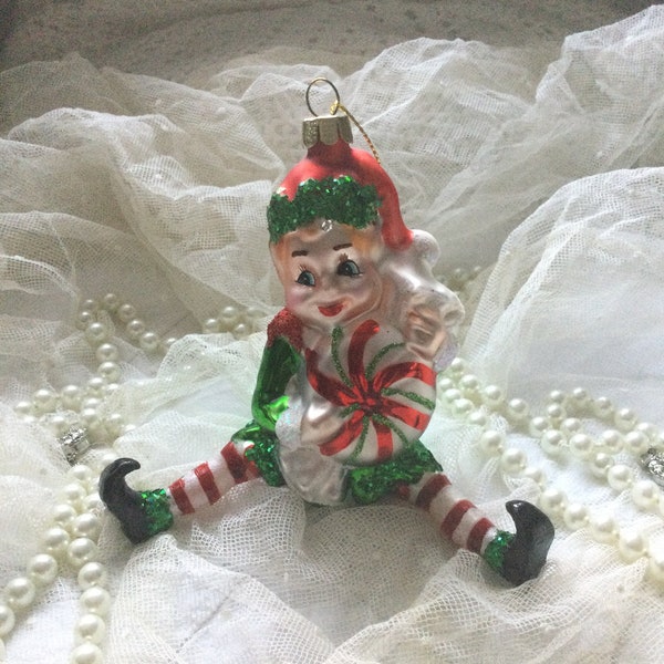 Vintage Baumschmuck Weihnachtselfe Brocante Weihnachtsdekoration Weihnachtskugel Christbaumkugel