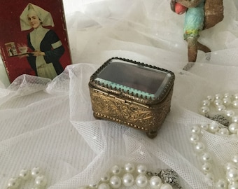 Antique French Jewelry Box Glass Antique Jewelry Box Glass Box Mini Display Case Decoration Edwardian Style Gift