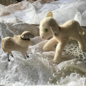 Antique Lamb Easter Lamb Lamb Teddy with Red Bow Doll Antique Steiff Dollhouse*Easter1900*Easter*Nostalgia*