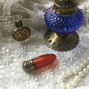 Antique Red Perfume Bottle Bottle Perfume Bottle Bottle Glass Bottle Vintage Boudoir Decoration CoeursDeCaschel Brocante Art Nouveau Gift