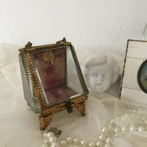 Antique French Jewelry Box Glass Antique Jewelry Box Glass Box Pocket Watch Mini Display Case Decoration Edwardian Style Gift