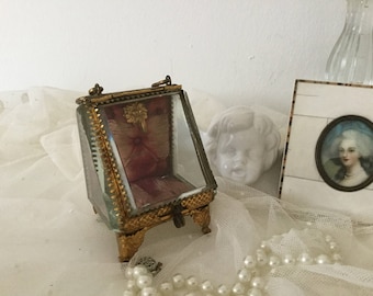 Antique French Jewelry Box Glass Antique Jewelry Box Glass Box Pocket Watch Mini Display Case Decoration Edwardian Style Gift
