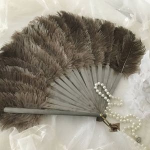 Antique Edwardian Ostrich Feather Fan*Ostrich Feather Fan*Brown*Original Fan 1920s*Decoration*Edwardian Style*Burlesque*Wedding*