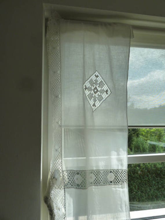 Curtain Gardine Frz. Batist Crochet Lace White 3-piece Fillet