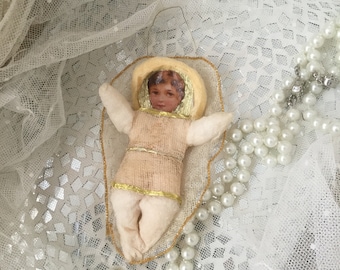 Cotton doll baby Jesus cotton child cotton figure vintage decoration*Christmas1900*Christmas*Nostalgia*