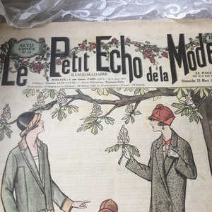 Revista francesa antigua "Le Petit Echo de la Mode"Alsace Journal Gazette Fashion Magazine 1925 Art Déco Estilo eduardiano Original