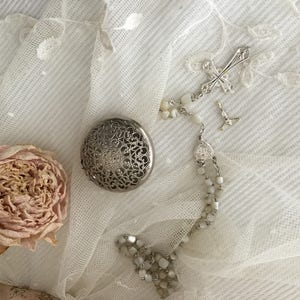 Vintage Rosary & Box 800 Silver Communion Confirmation CoeursDeCaschel Mother's Day Spring Brocante Vintage Edwardian Style Prayer Chain image 6