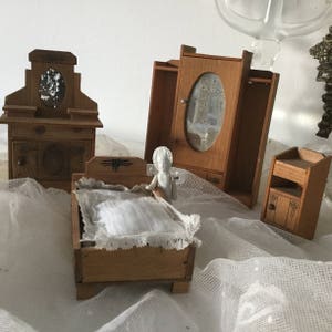 Antique small Art Deco doll furniture bedroom dollhouse artist doll*CoeursDeCaschel*Brocante*19th century Edwardian style