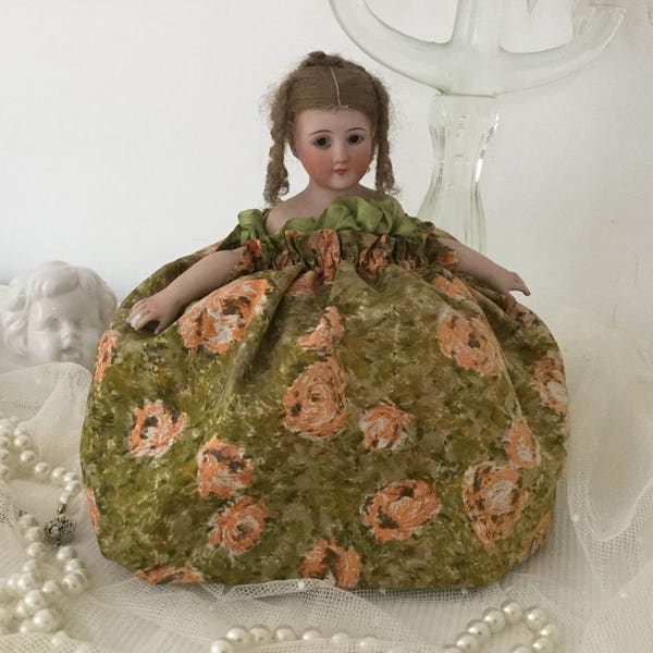 Poupée de thé rareté Half-Tea-Doll antique Simon & Halbig coussin à épingles poupée d'artiste du XIXe siècle Cadeau de style victorien édouardien Pincushion