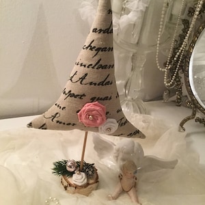 Christmas tree Tilda fabric roses beads beige pink decoration home decoration Christmas decoration