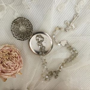Vintage Rosary & Box 800 Silver Communion Confirmation CoeursDeCaschel Mother's Day Spring Brocante Vintage Edwardian Style Prayer Chain image 8