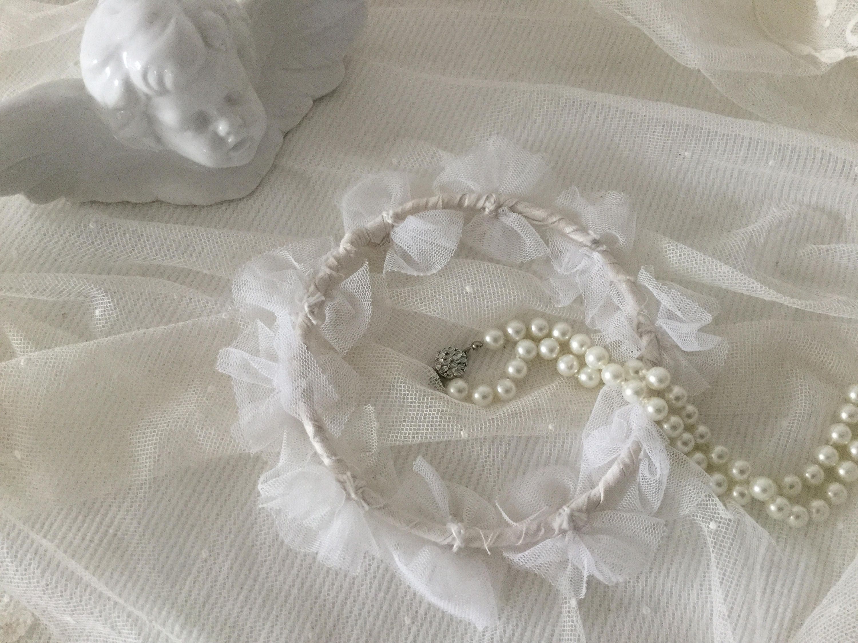 Vintage Bridal Wreath Petal Wreath Tulle Beaded Vintage Edwardian Style ...