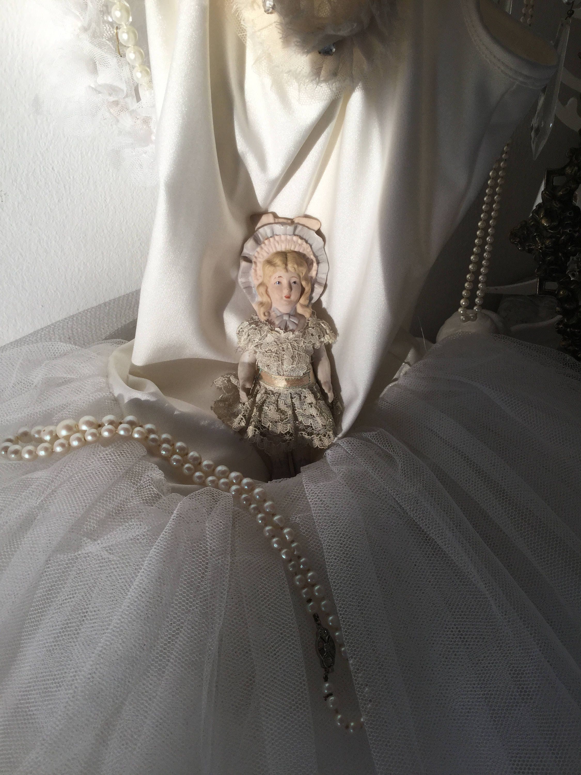 Antique Small Porcelain Doll Marked Dollhouse Artist Doll