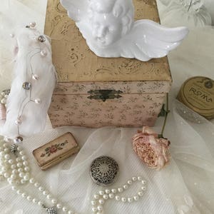 Vintage Rosary & Box 800 Silver Communion Confirmation CoeursDeCaschel Mother's Day Spring Brocante Vintage Edwardian Style Prayer Chain image 2