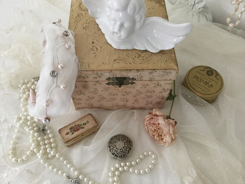 Vintage Rosary & Box 800 Silver Communion Confirmation CoeursDeCaschel Mother's Day Spring Brocante Vintage Edwardian Style Prayer Chain image 2