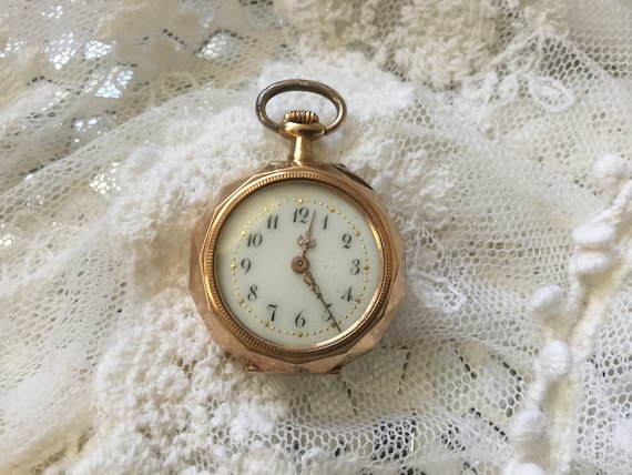 Antike Jugendstil Taschenuhr Gold 585 14k Emaillearbeit | Etsy