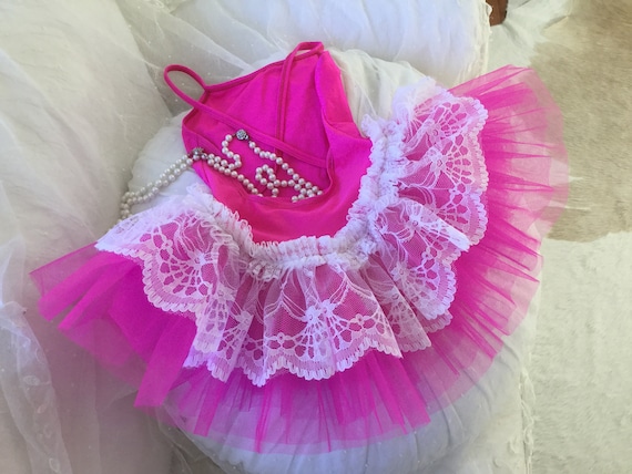 Old Pink Ballet Tutu with Tulle Lace Vintage Shab… - image 1