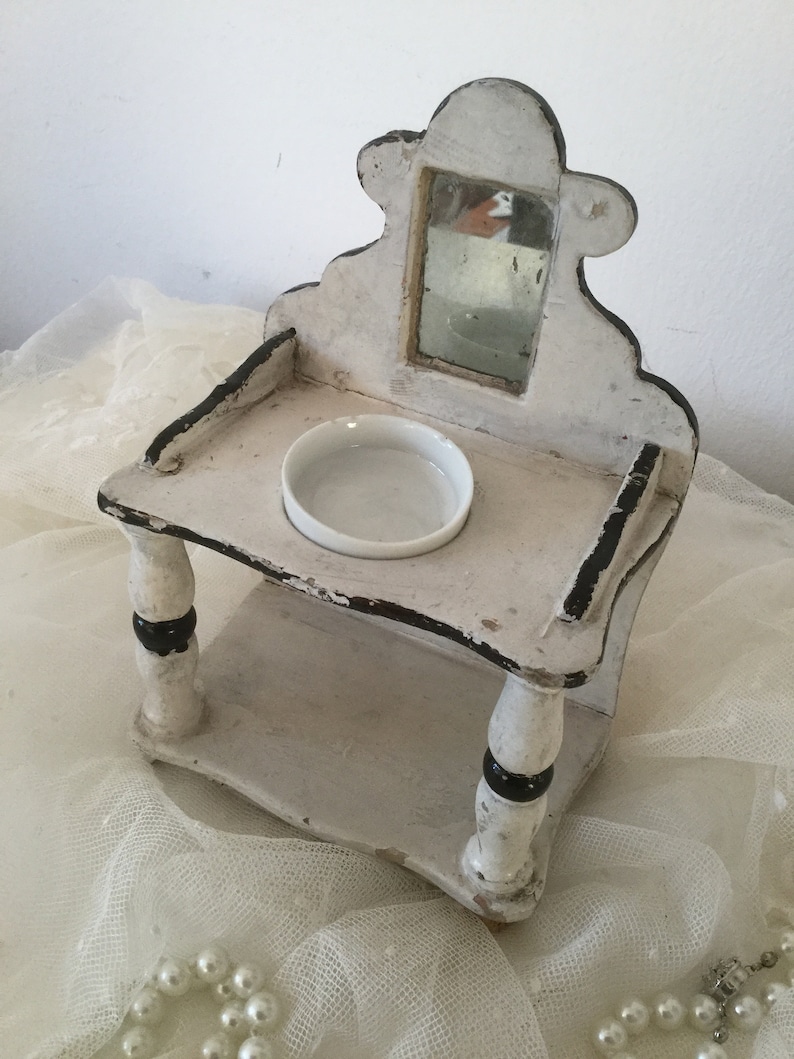 CoeursDeCaschel * Antique Lavabo with Mirror /& Wash Bowl Wash Cure Wash Commode Doll/'s House Doll/'s House Doll/'s House Doll/'s House Doll/'s House